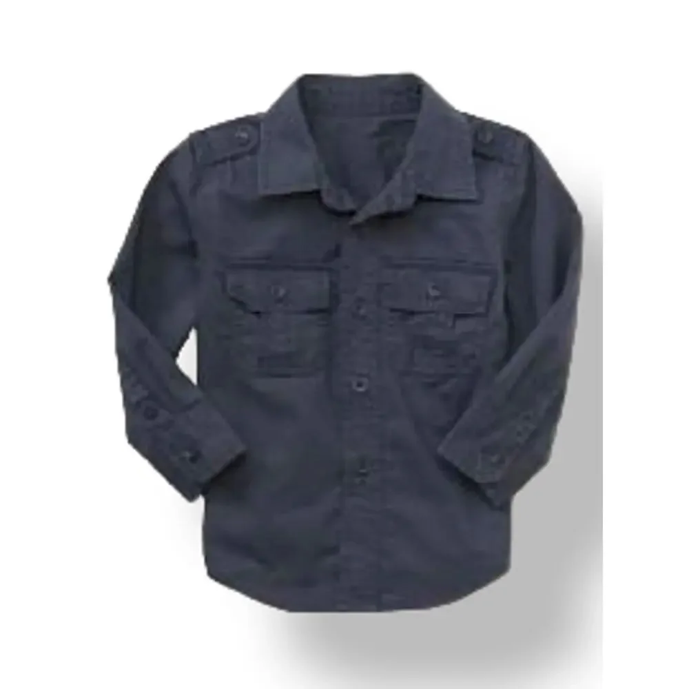 Gap Boys Shirt Size 4 The Brick Lane Gray Work Style Button Up Down Front